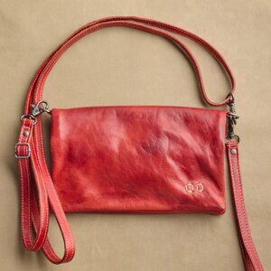 Roan Crossbody Leather with three convenient pockets Red Color